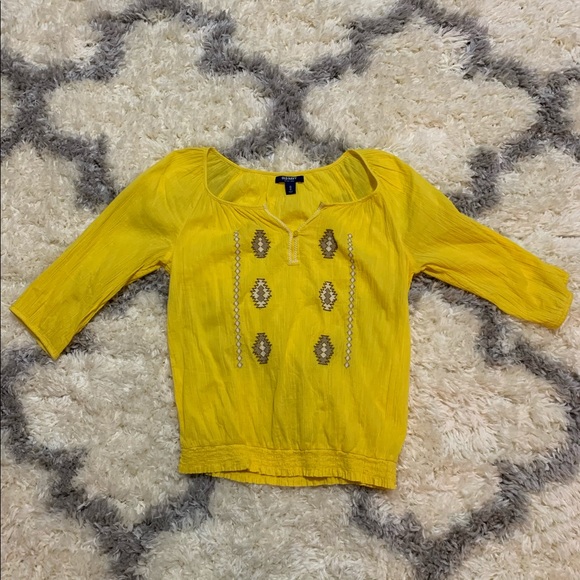 Old Navy Yellow 3/4 Sleeve Boho Top - Picture 1 of 6